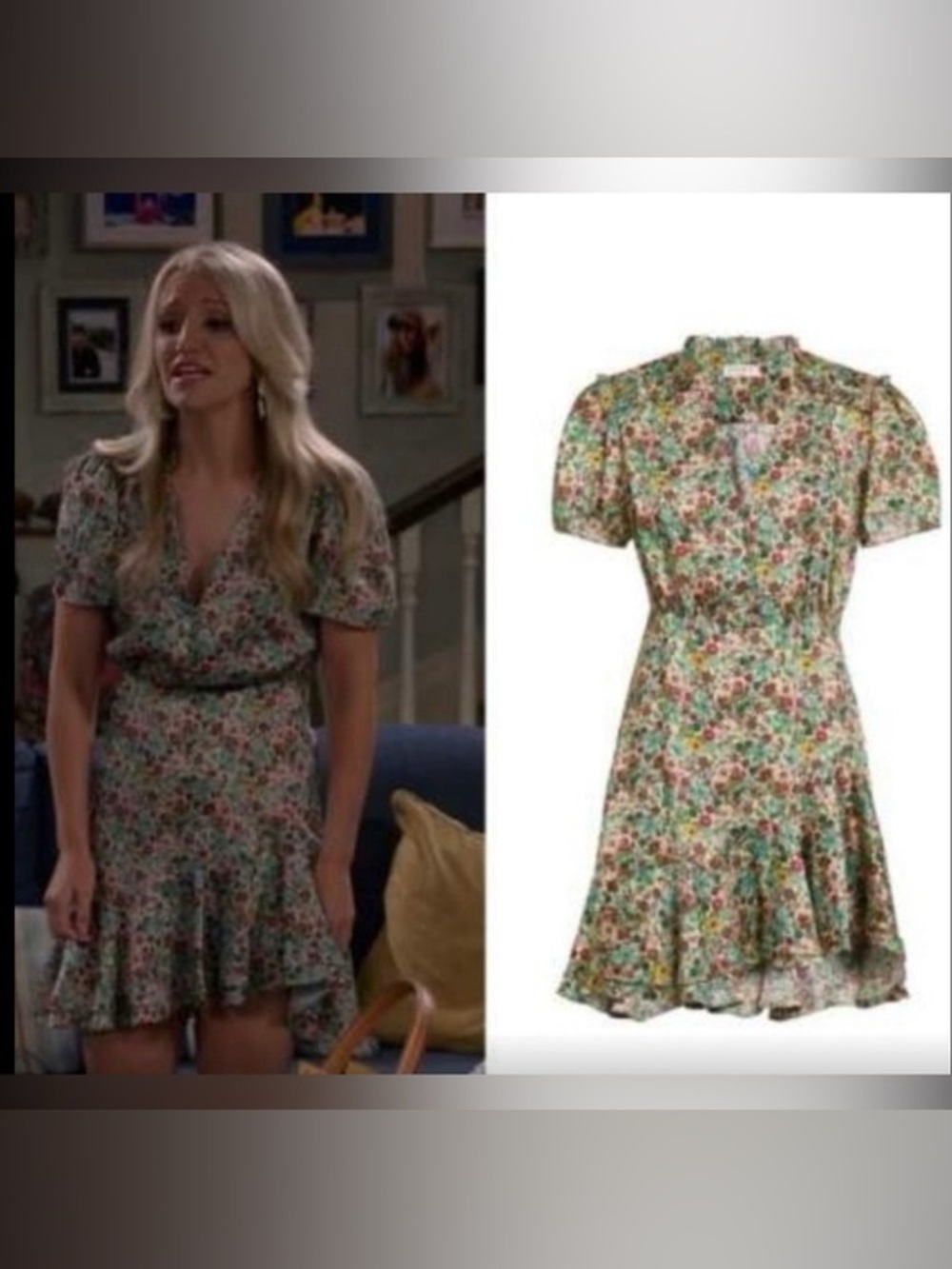 Sandro Floral Mini Dress in Green, Red, Yellow - Picture 9 of 10